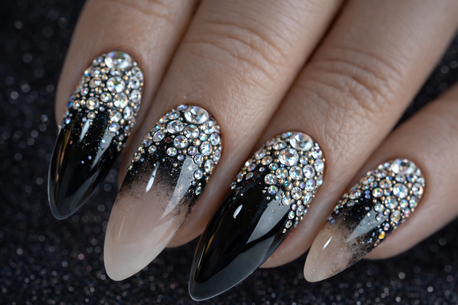 Nails with rhinestones