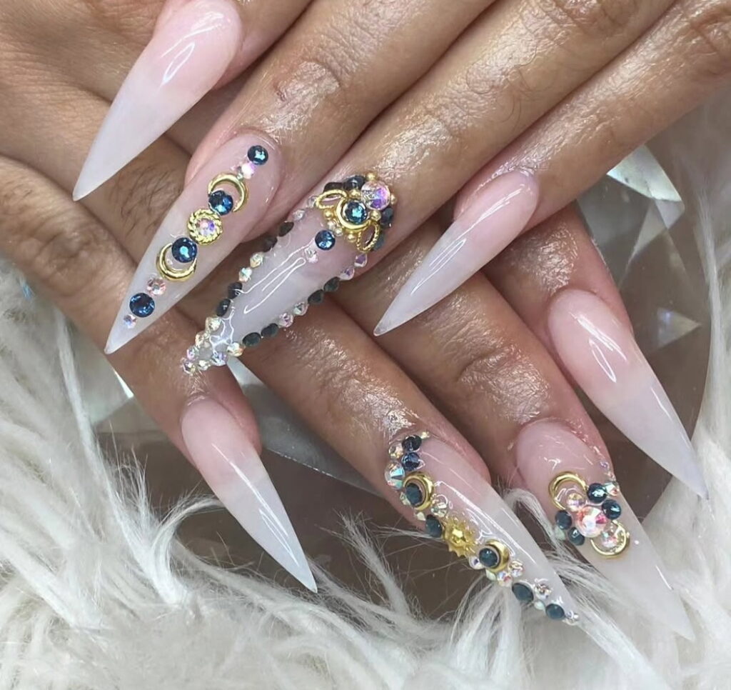 fancy nails with rhinestones